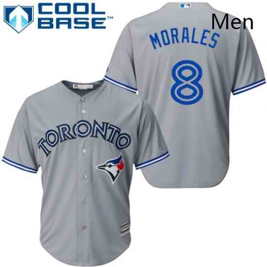 Mens Majestic Toronto Blue Jays 8 Kendrys Morales Replica Grey Road MLB Jersey